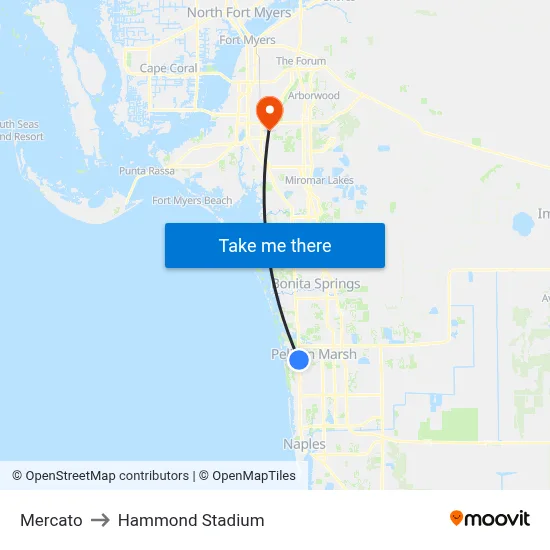 Mercato to Hammond Stadium map