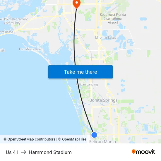 Us 41 to Hammond Stadium map