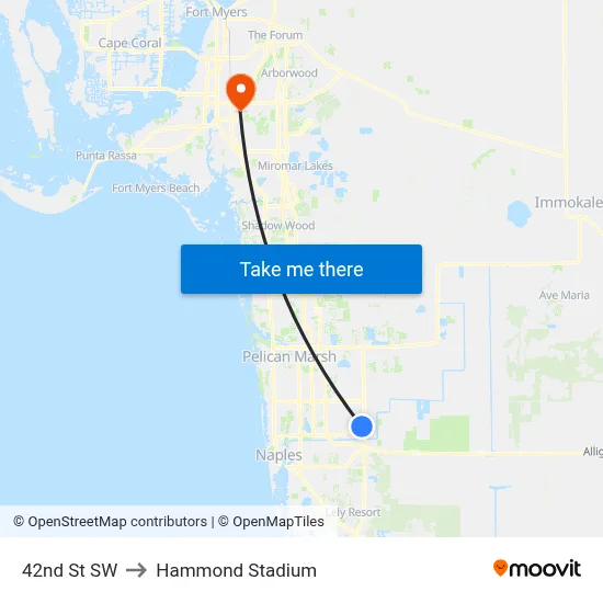 42nd St SW to Hammond Stadium map
