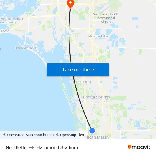 Goodlette to Hammond Stadium map