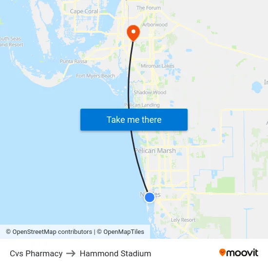Cvs Pharmacy to Hammond Stadium map