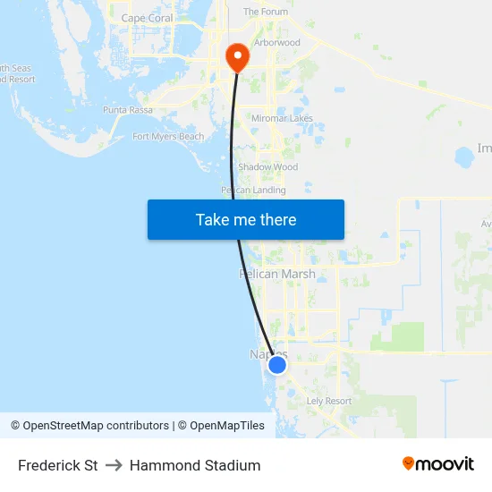 Frederick St to Hammond Stadium map