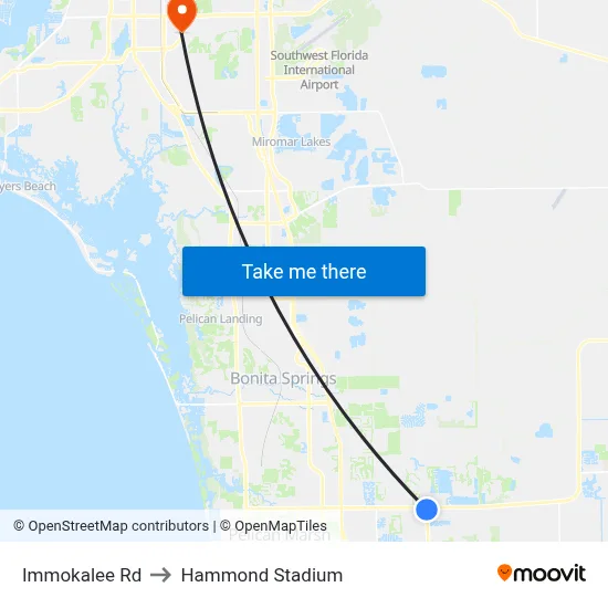 Immokalee Rd to Hammond Stadium map