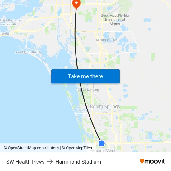 SW Health Pkwy to Hammond Stadium map