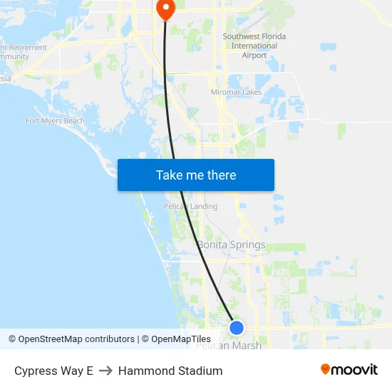 Cypress Way E to Hammond Stadium map