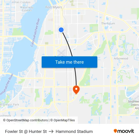 Fowler St @ Hunter St to Hammond Stadium map