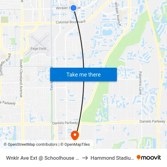 Wnklr Ave Ext @ Schoolhouse Rd to Hammond Stadium map