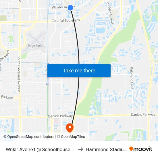 Wnklr Ave Ext @ Schoolhouse Rd to Hammond Stadium map