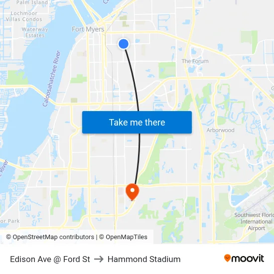 Edison Ave @ Ford St to Hammond Stadium map