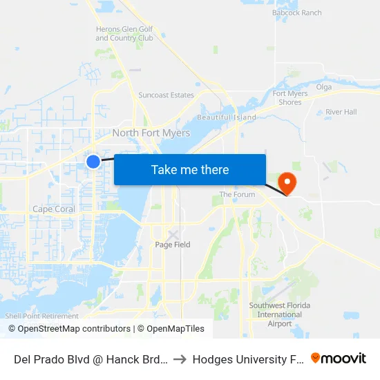 Del Prado Blvd @ Hanck Brdg Pkwy-Sb 2 to Hodges University Fort Myers map