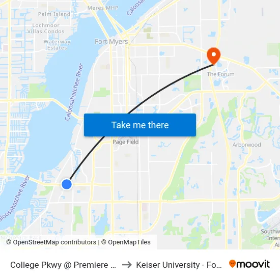 College Pkwy @ Premiere Blvd-Eb 2 to Keiser University - Fort Myers map