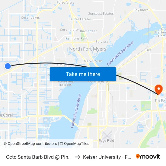 Cctc Santa Barb Blvd @ Pine Island Rd to Keiser University - Fort Myers map