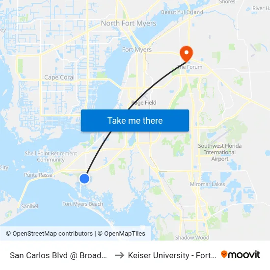 San Carlos Blvd @ Broadway Ave to Keiser University - Fort Myers map