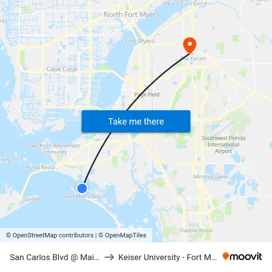 San Carlos Blvd @ Main St to Keiser University - Fort Myers map