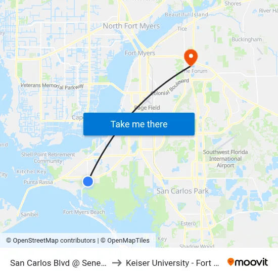 San Carlos Blvd @ Seneca Trl to Keiser University - Fort Myers map