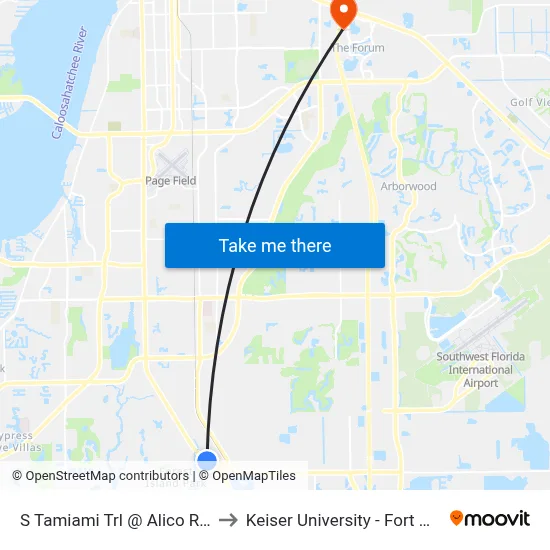 S Tamiami Trl @ Alico Rd-Sb to Keiser University - Fort Myers map