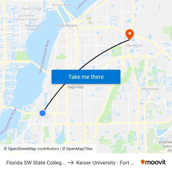 Florida SW State College-Eb to Keiser University - Fort Myers map