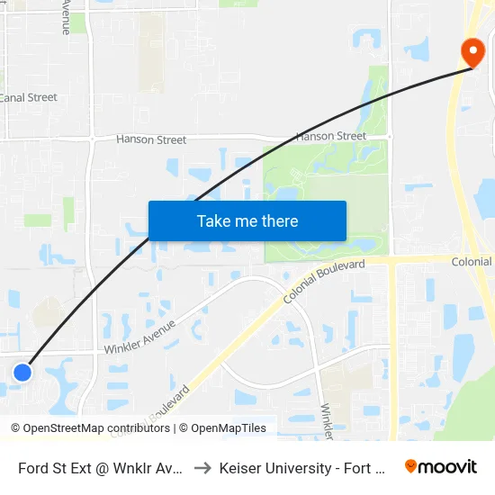Ford St Ext @ Wnklr Ave Ext to Keiser University - Fort Myers map