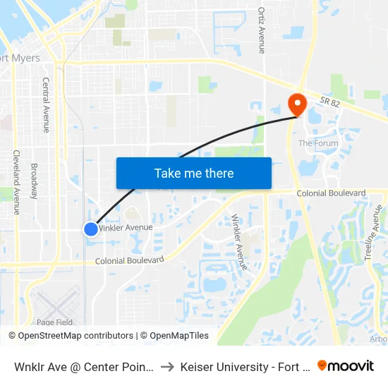 Wnklr Ave @ Center Pointe Dr 2 to Keiser University - Fort Myers map