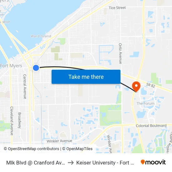 Mlk Blvd @ Cranford Ave-Eb to Keiser University - Fort Myers map