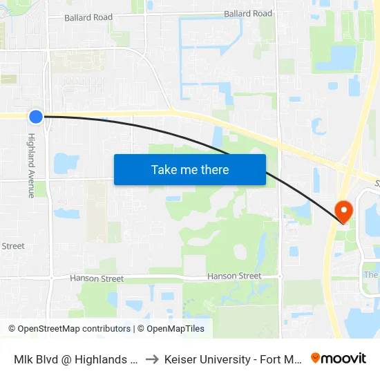 Mlk Blvd @ Highlands Ave to Keiser University - Fort Myers map