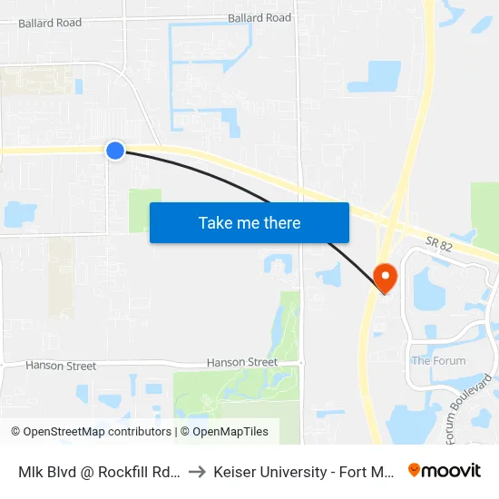 Mlk Blvd @ Rockfill Rd-Eb to Keiser University - Fort Myers map