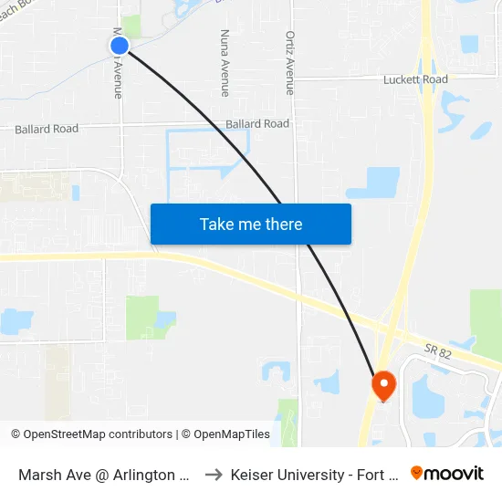 Marsh Ave @ Arlington Ave-Sb to Keiser University - Fort Myers map