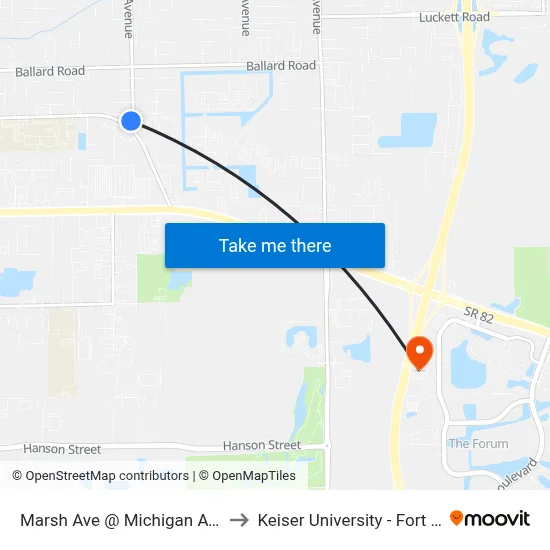 Marsh Ave @ Michigan Ave Link to Keiser University - Fort Myers map