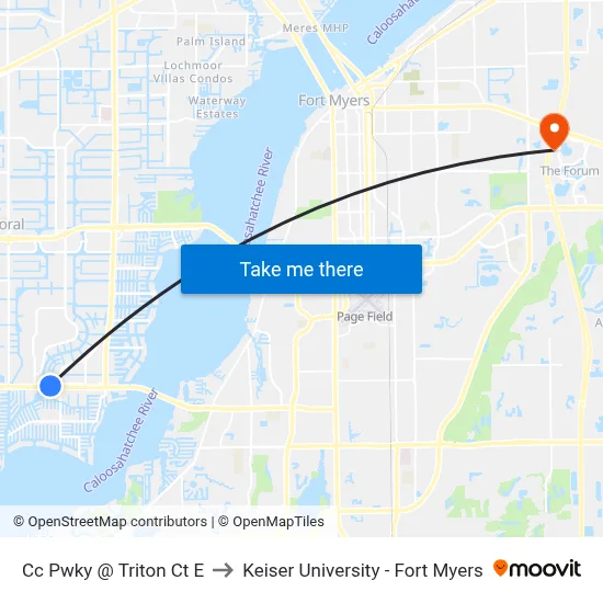 Cc Pwky @ Triton Ct E to Keiser University - Fort Myers map