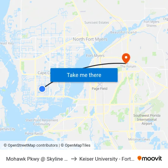 Mohawk Pkwy @ Skyline Blvd-Eb to Keiser University - Fort Myers map