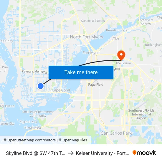 Skyline Blvd @ SW 47th Ter-Nb2 to Keiser University - Fort Myers map