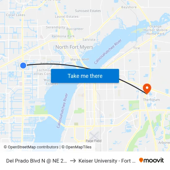 Del Prado Blvd N @ NE 2nd Ter to Keiser University - Fort Myers map