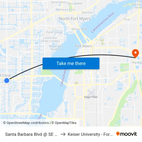 Santa Barbara Blvd @ SE 27th Ter to Keiser University - Fort Myers map