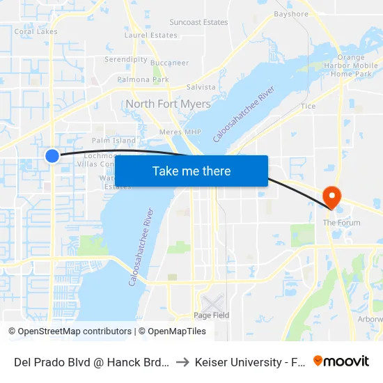 Del Prado Blvd @ Hanck Brdg Pkwy-Sb 2 to Keiser University - Fort Myers map
