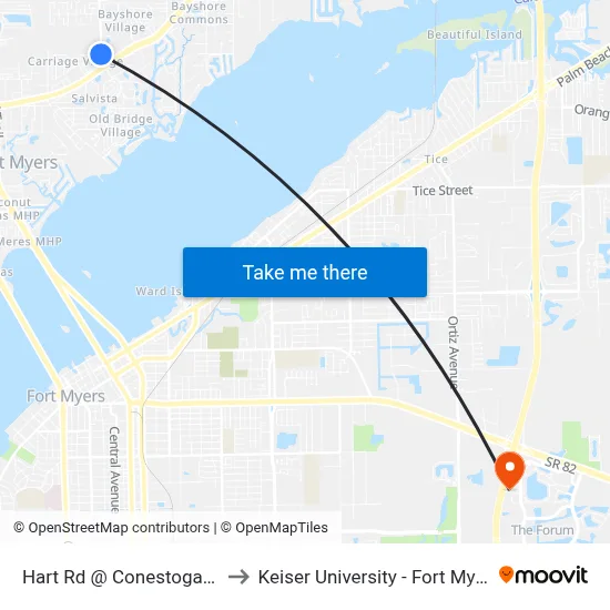 Hart Rd @ Conestoga Trl to Keiser University - Fort Myers map