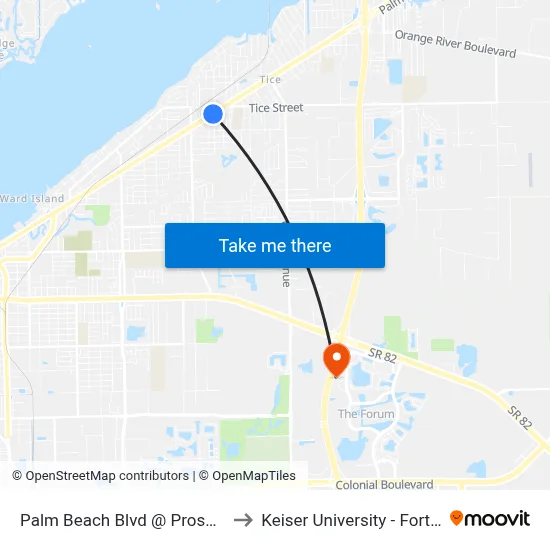 Palm Beach Blvd @ Prospect Ave to Keiser University - Fort Myers map