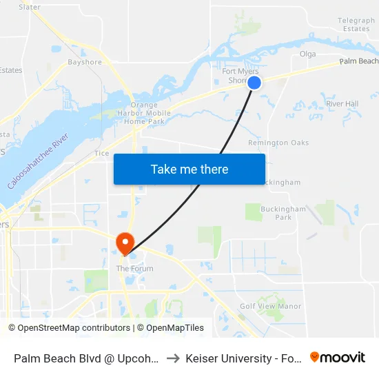 Palm Beach Blvd @ Upcohall Ave-Eb to Keiser University - Fort Myers map
