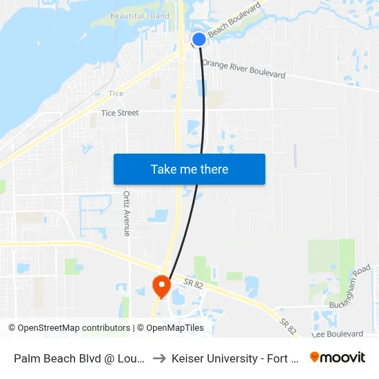 Palm Beach Blvd @ Louise St to Keiser University - Fort Myers map