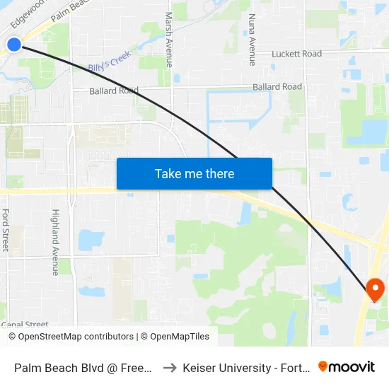 Palm Beach Blvd @ Freemont St to Keiser University - Fort Myers map