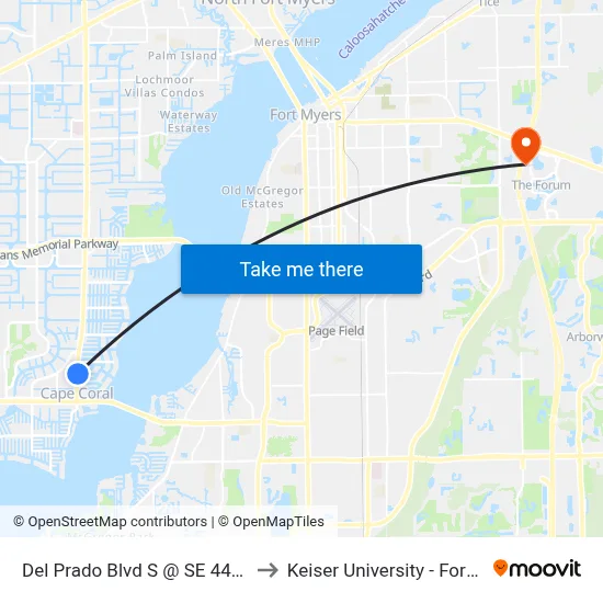Del Prado Blvd S @ SE 44th St-Nb to Keiser University - Fort Myers map