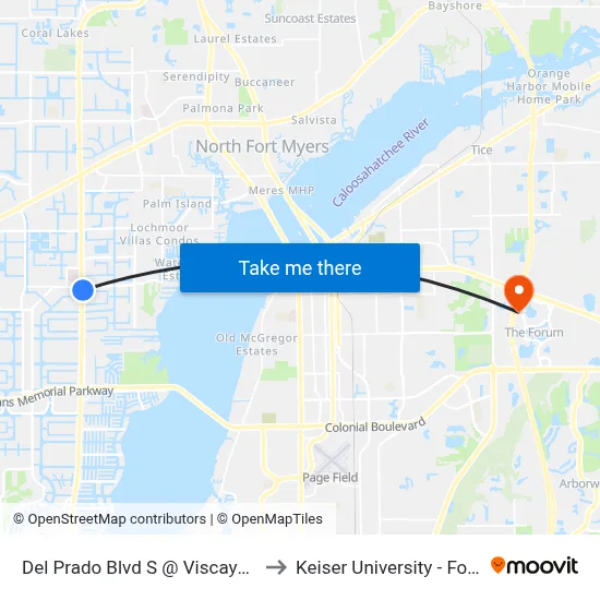 Del Prado Blvd S @ Viscaya Pkwy-Nb to Keiser University - Fort Myers map