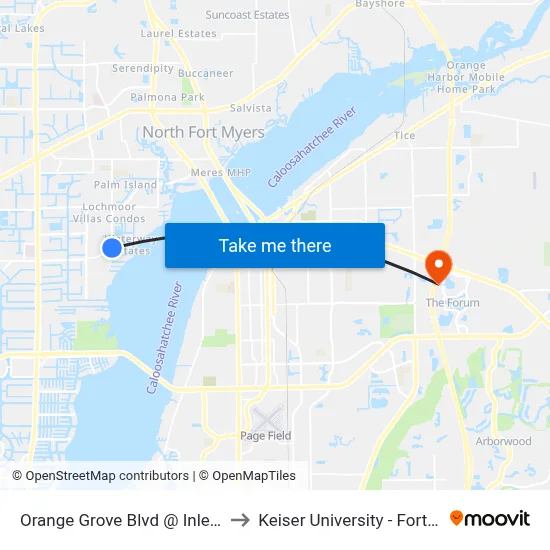 Orange Grove Blvd @ Inlet Dr-Nb to Keiser University - Fort Myers map