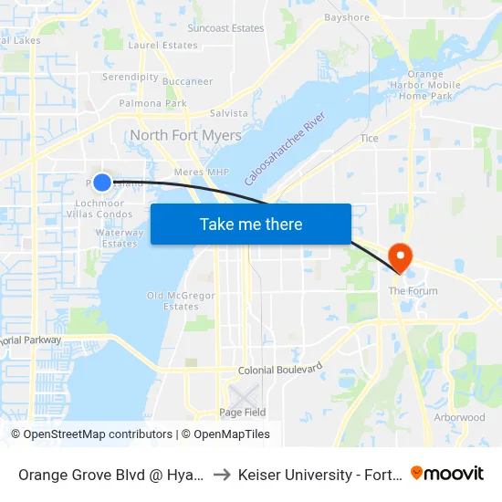 Orange Grove Blvd @ Hyacinth St to Keiser University - Fort Myers map
