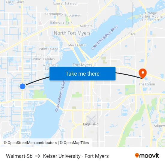 Walmart-Sb to Keiser University - Fort Myers map