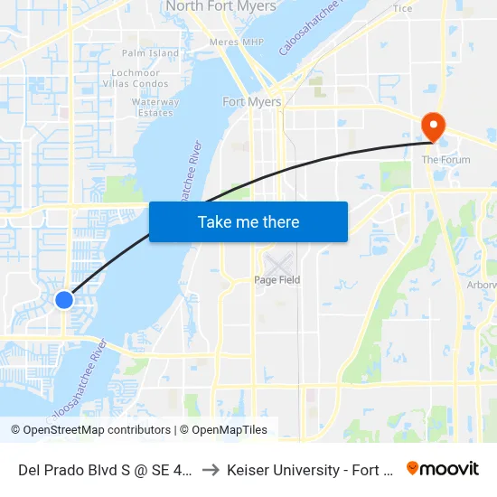 Del Prado Blvd S @ SE 41st St to Keiser University - Fort Myers map