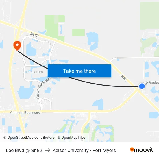 Lee Blvd @ Sr 82 to Keiser University - Fort Myers map