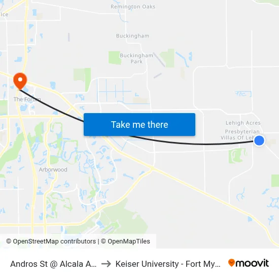 Andros St @ Alcala Ave to Keiser University - Fort Myers map