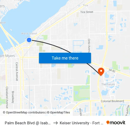 Palm Beach Blvd @ Isabelle St to Keiser University - Fort Myers map