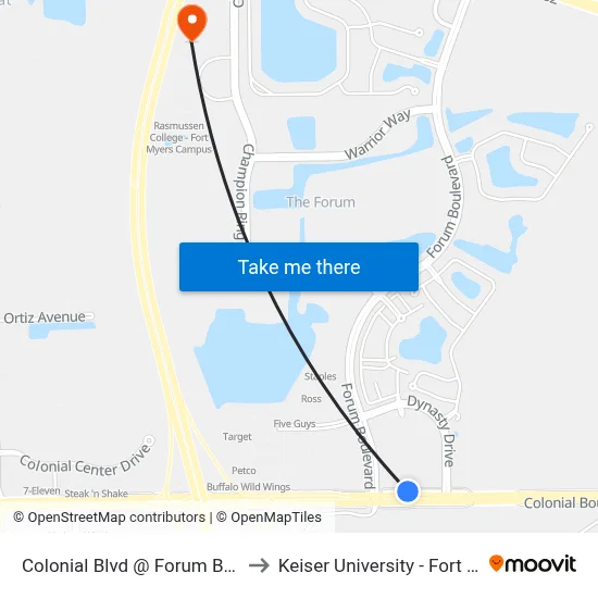 Colonial Blvd @ Forum Blvd-Wb to Keiser University - Fort Myers map