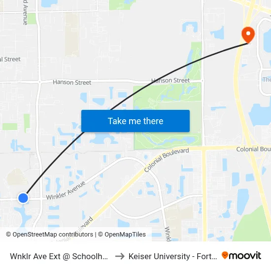 Wnklr Ave Ext @ Schoolhouse Rd to Keiser University - Fort Myers map